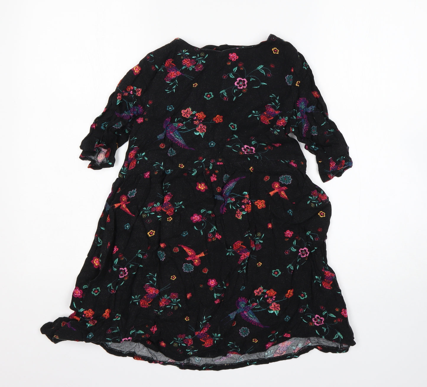 Nutmeg Girls Multicoloured Floral Viscose A-Line  Size 9-10 Years  Round Neck