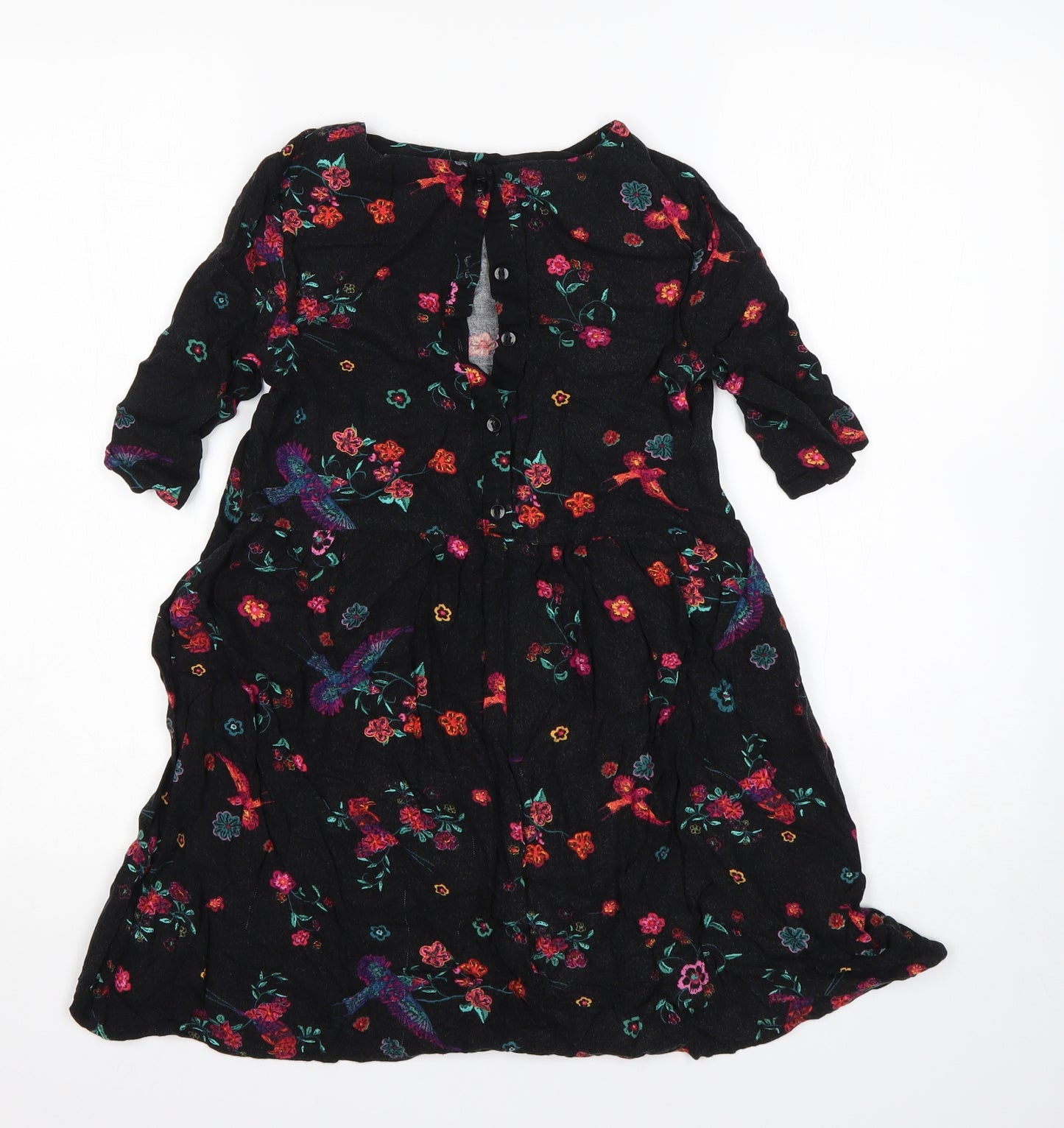 Nutmeg Girls Multicoloured Floral Viscose A-Line  Size 9-10 Years  Round Neck