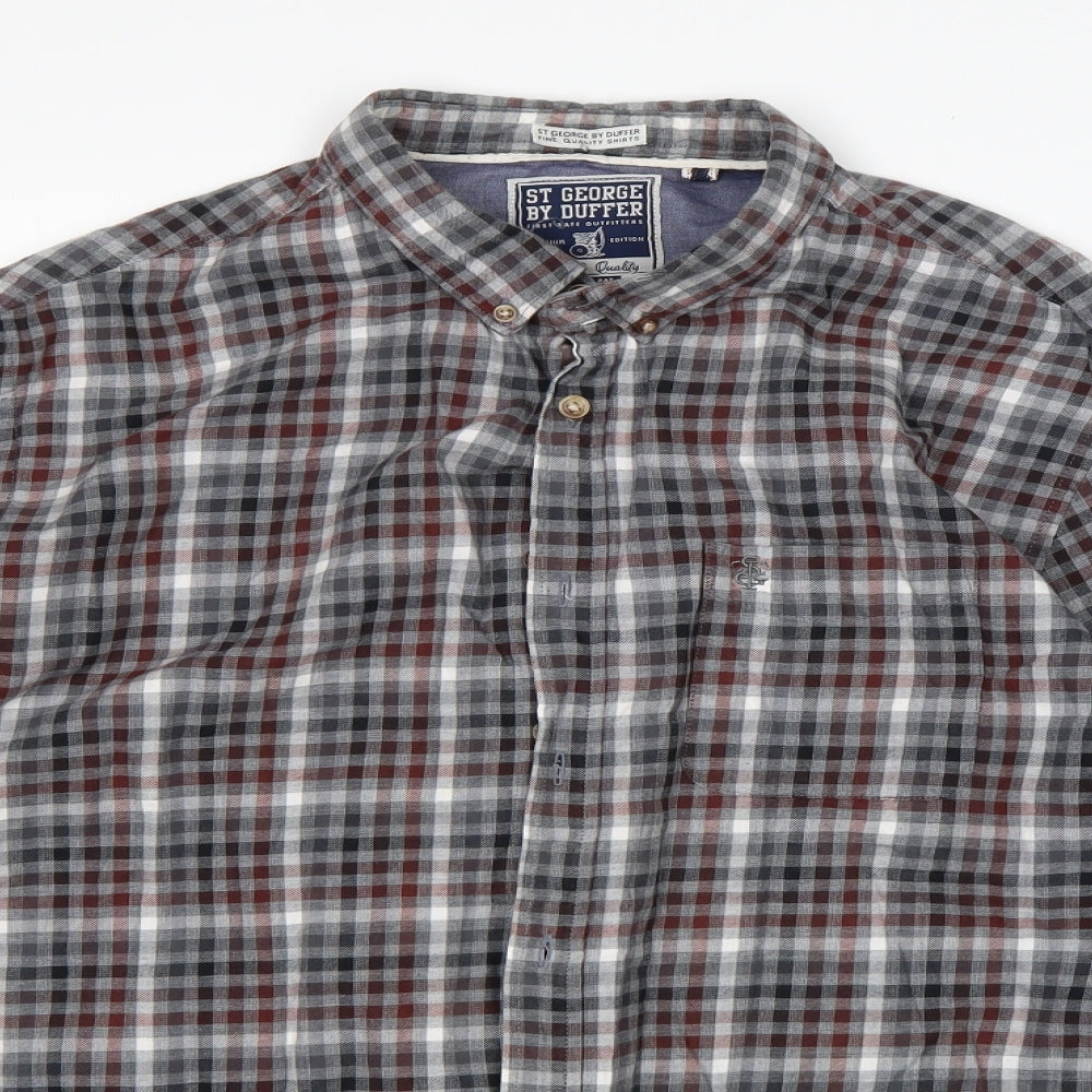 Duffer Mens Multicoloured Check Cotton  Button-Up Size XL Collared