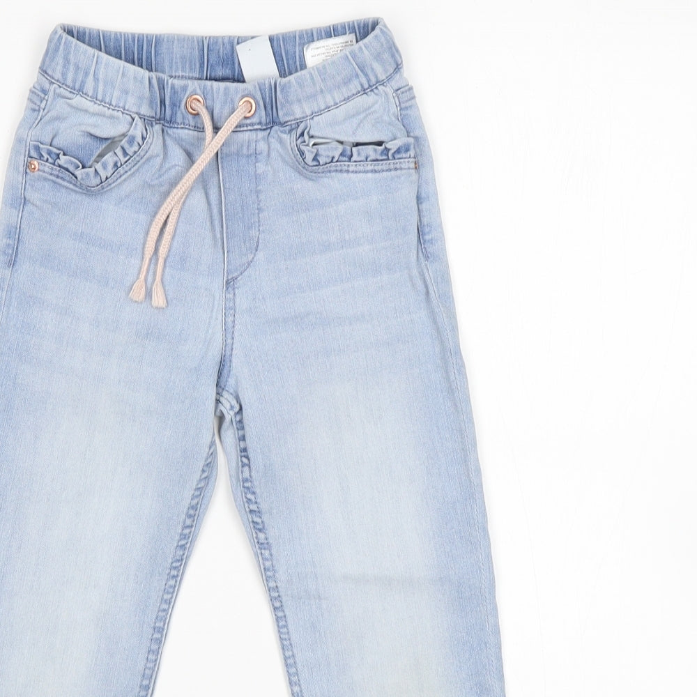 H&M Girls Blue  Cotton Straight Jeans Size 5 Years  Regular