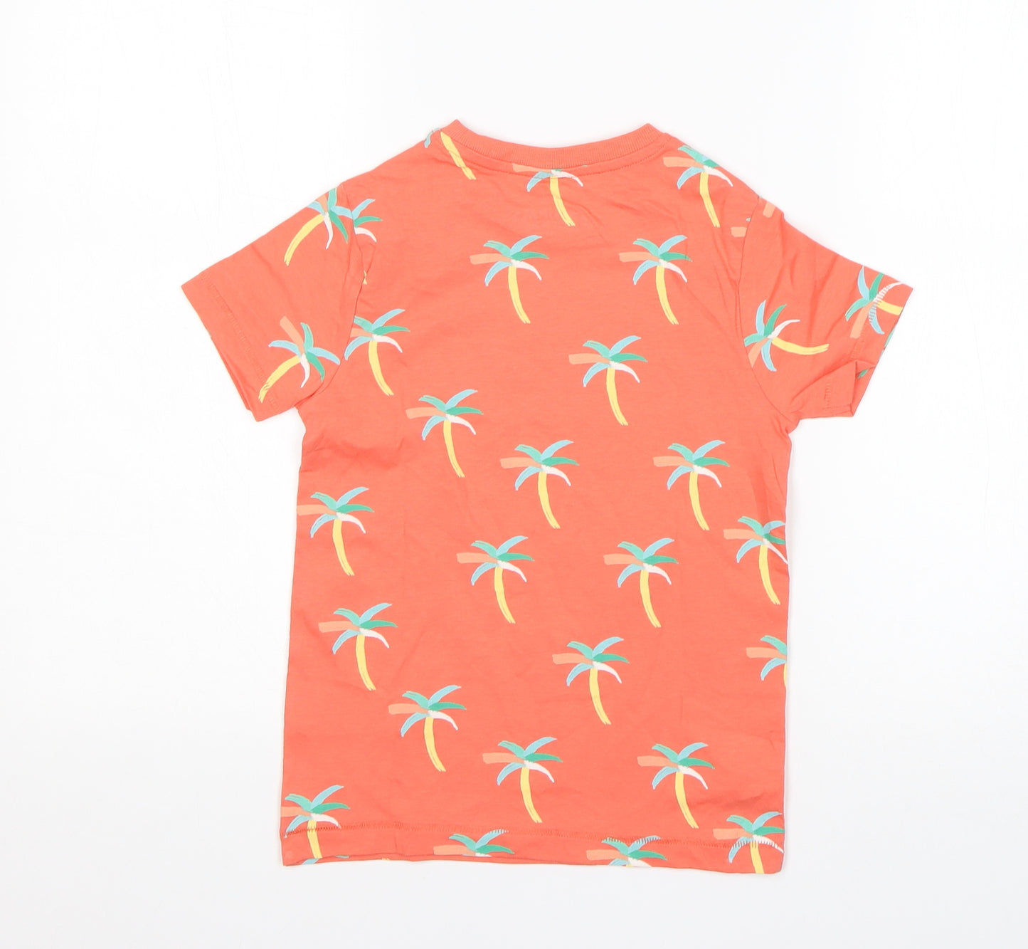 M&S Boys Multicoloured Floral Cotton Basic T-Shirt Size 5-6 Years Round Neck