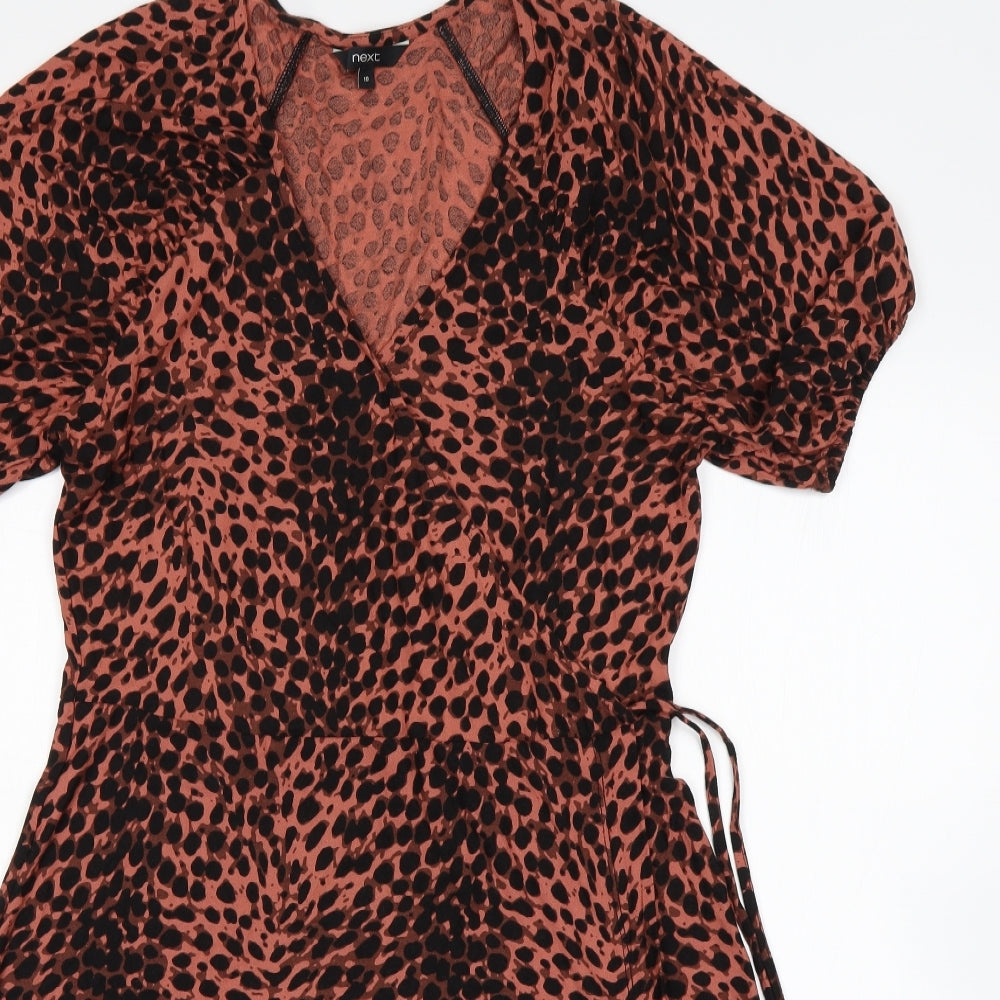 NEXT Womens Multicoloured Animal Print Viscose A-Line  Size 10  V-Neck