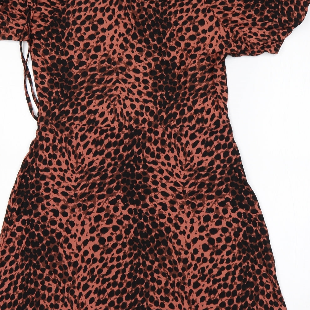 NEXT Womens Multicoloured Animal Print Viscose A-Line  Size 10  V-Neck
