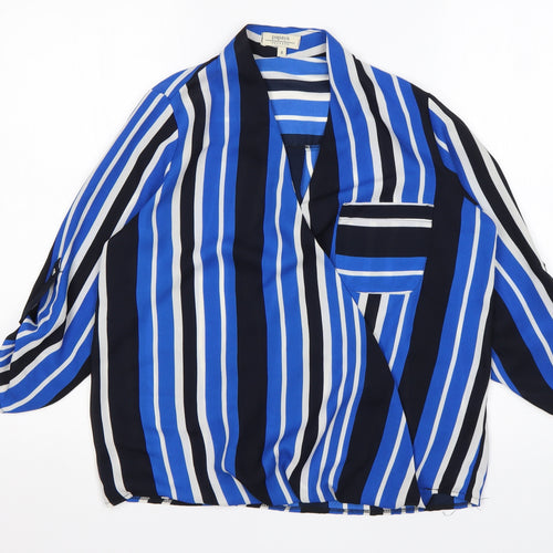 Papaya Womens Multicoloured Striped Polyester Basic Blouse Size 8 V-Neck