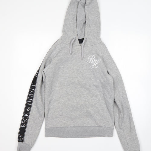 BLACK & HERSEY  Womens Grey  Cotton Pullover Hoodie Size 8