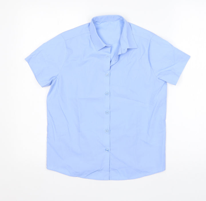 George Boys Blue Polyester Basic Button-Up Size 9-10 Years Collared