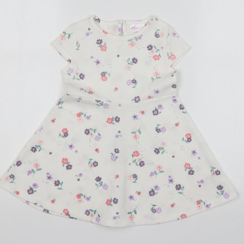 So Cute Girls Multicoloured Floral Polyester A-Line  Size 12-18 Months  Round Neck