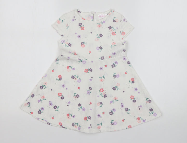 So Cute Girls Multicoloured Floral Polyester A-Line Size 12-18 Months Round Neck