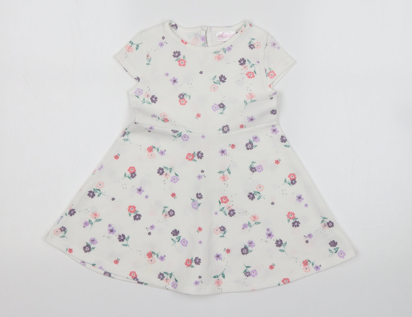 So Cute Girls Multicoloured Floral Polyester A-Line  Size 12-18 Months  Round Neck