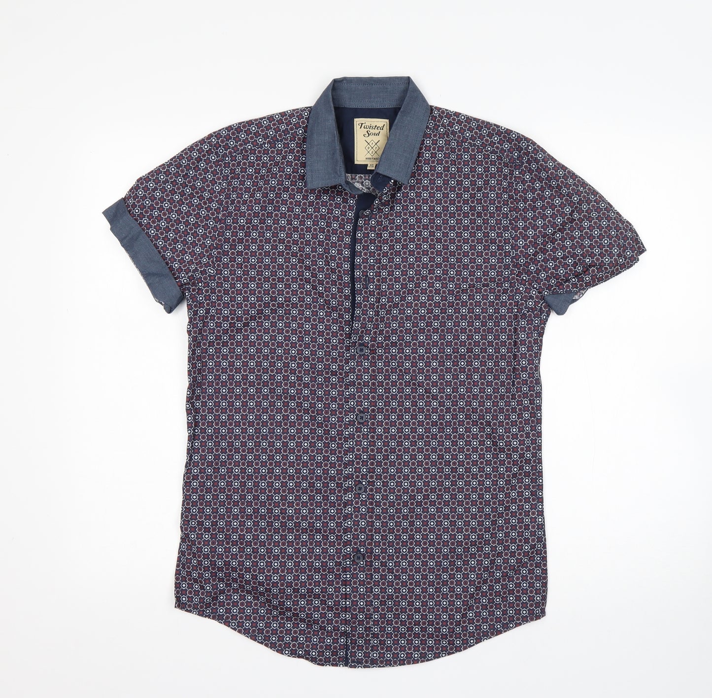 Twister soul Mens Multicoloured Geometric Cotton  Button-Up Size XS Collared