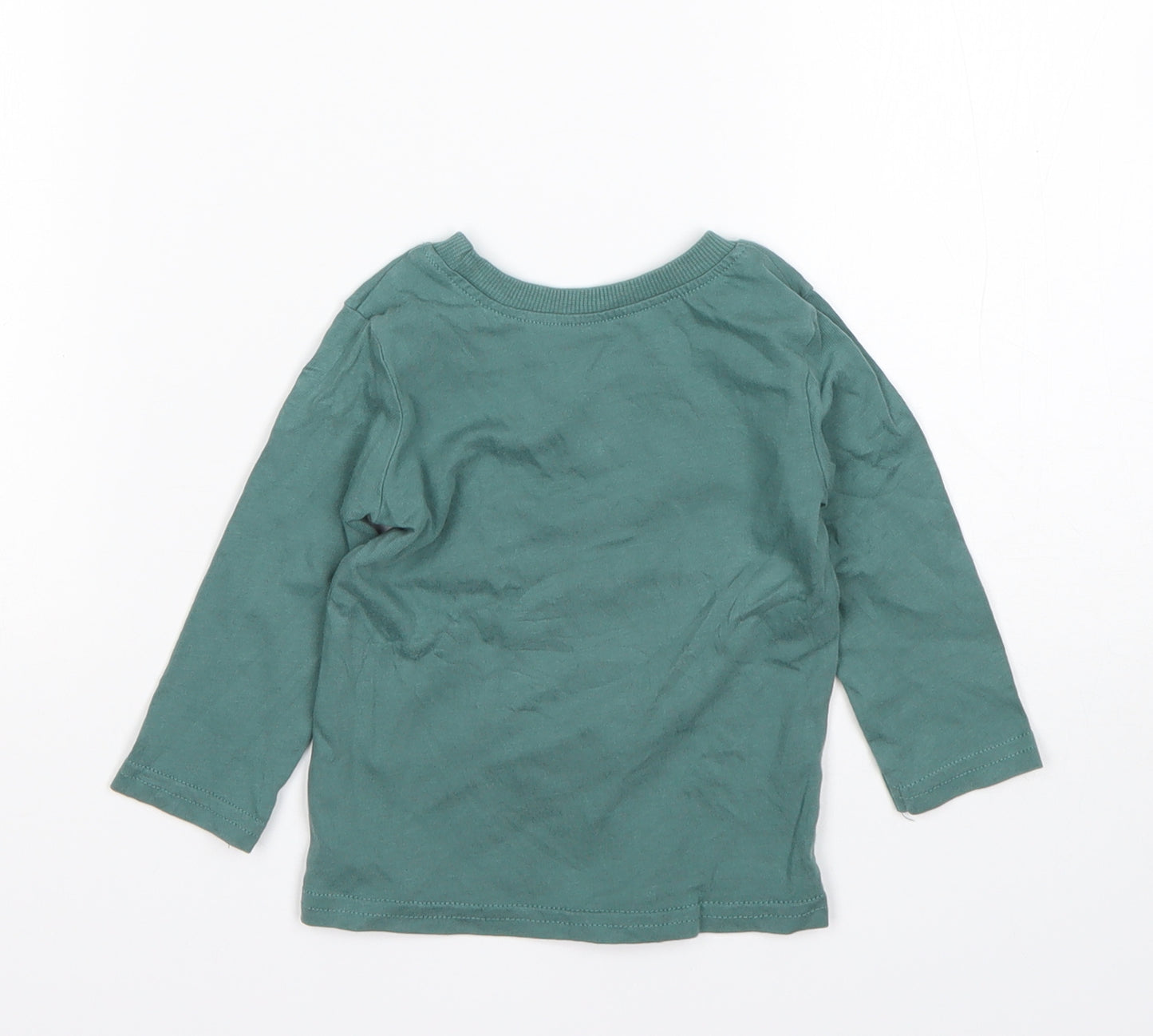 George Boys Green  Cotton Basic T-Shirt Size 6-9 Months Round Neck