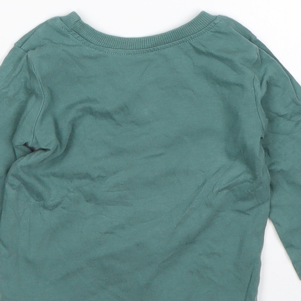 George Boys Green  Cotton Basic T-Shirt Size 6-9 Months Round Neck