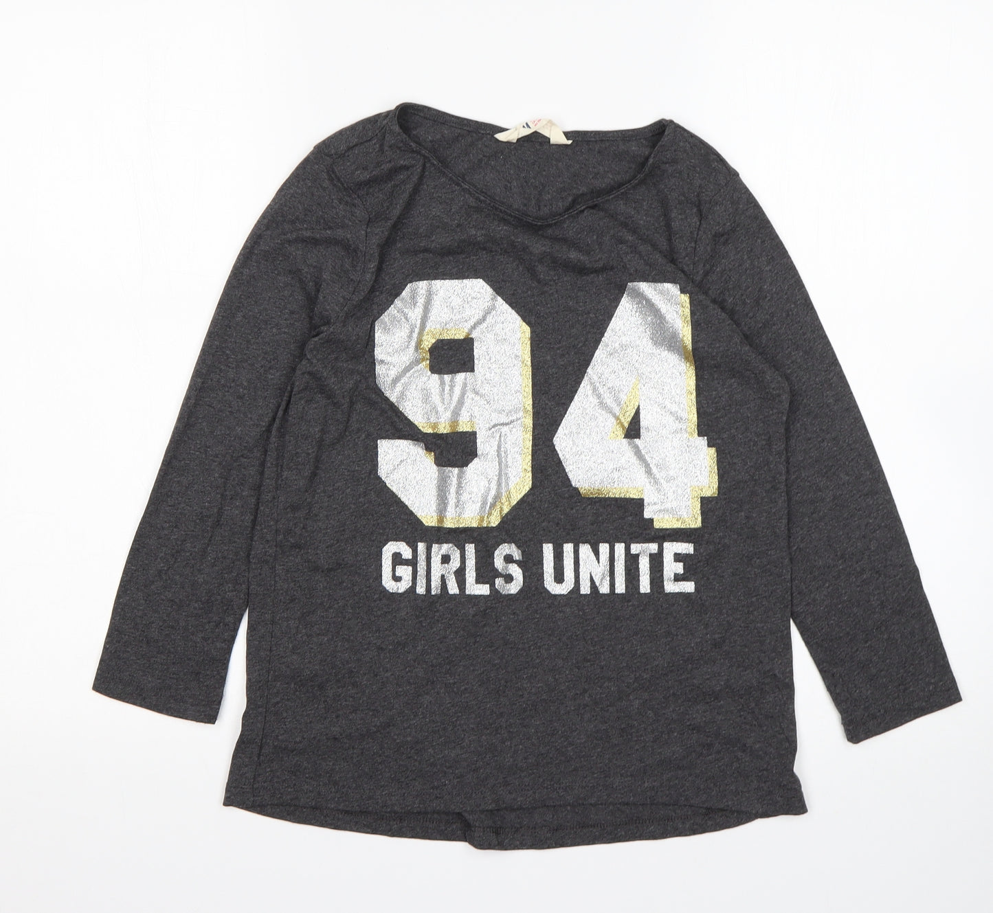 H&M Girls Grey  Cotton Basic T-Shirt Size 13-14 Years Round Neck
