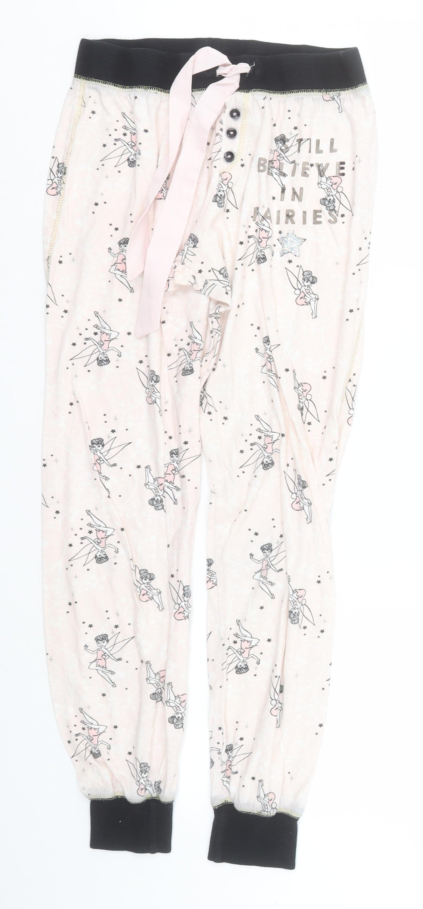 Disney Womens Ivory Floral Cotton  Pyjama Pants Size 6   - Tinkerbell