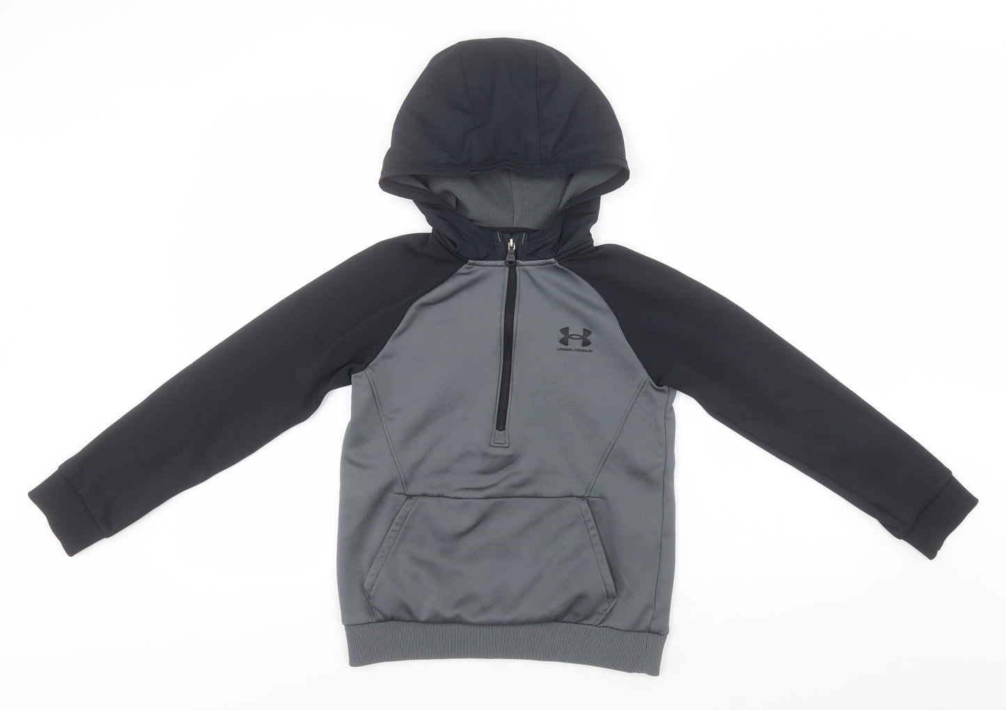Under armour Boys Grey  Polyester Full Zip Hoodie Size 9-10 Years