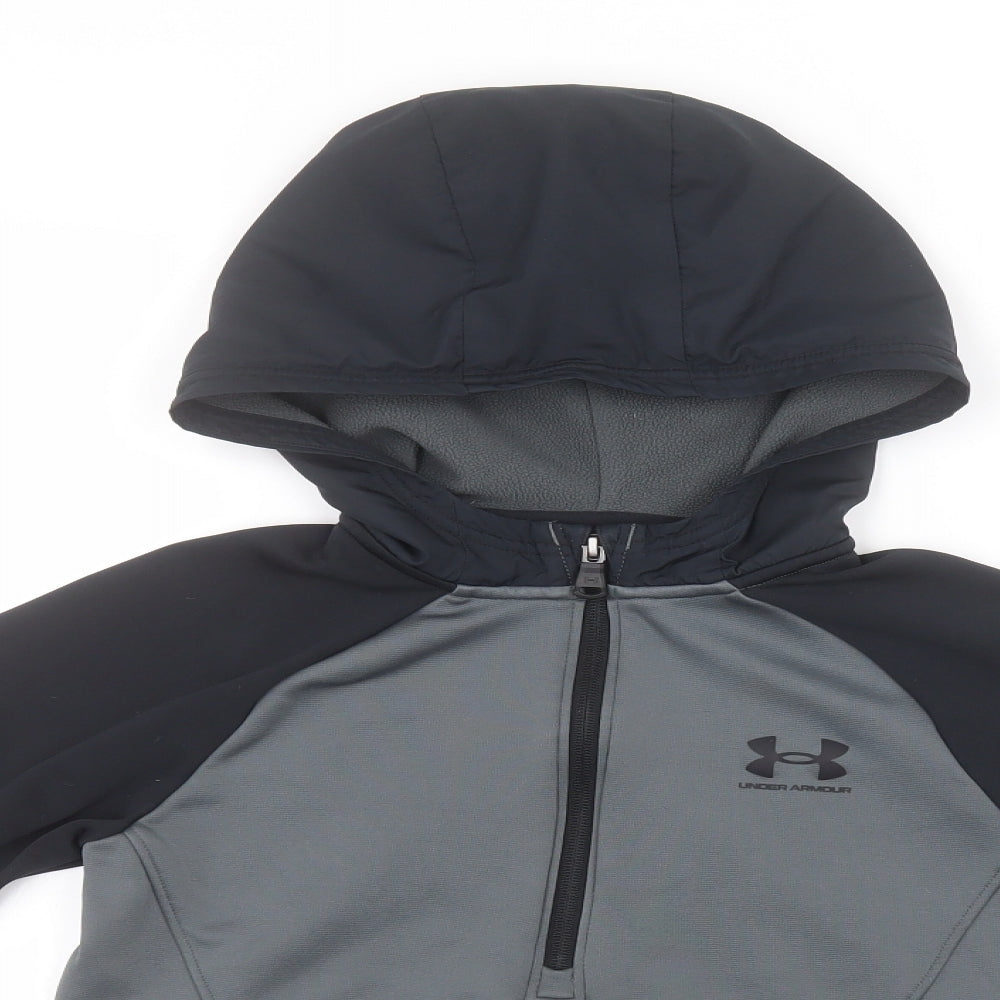 Under armour Boys Grey  Polyester Full Zip Hoodie Size 9-10 Years