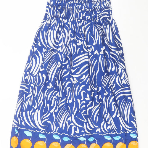 Primark Womens Blue Animal Print Cotton A-Line  Size 4  Off the Shoulder