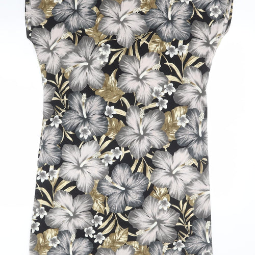 Angelica Womens Black Floral Viscose Pencil Dress    Round Neck