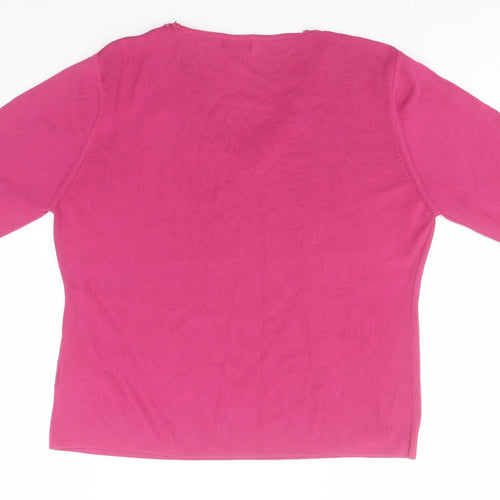 Bonmarché Womens Pink Round Neck  Viscose Pullover Jumper Size L