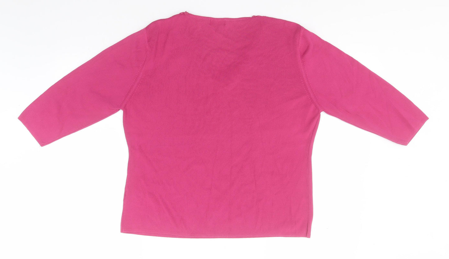 Bonmarché Womens Pink Round Neck  Viscose Pullover Jumper Size L