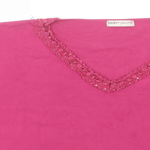 Bonmarché Womens Pink Round Neck  Viscose Pullover Jumper Size L