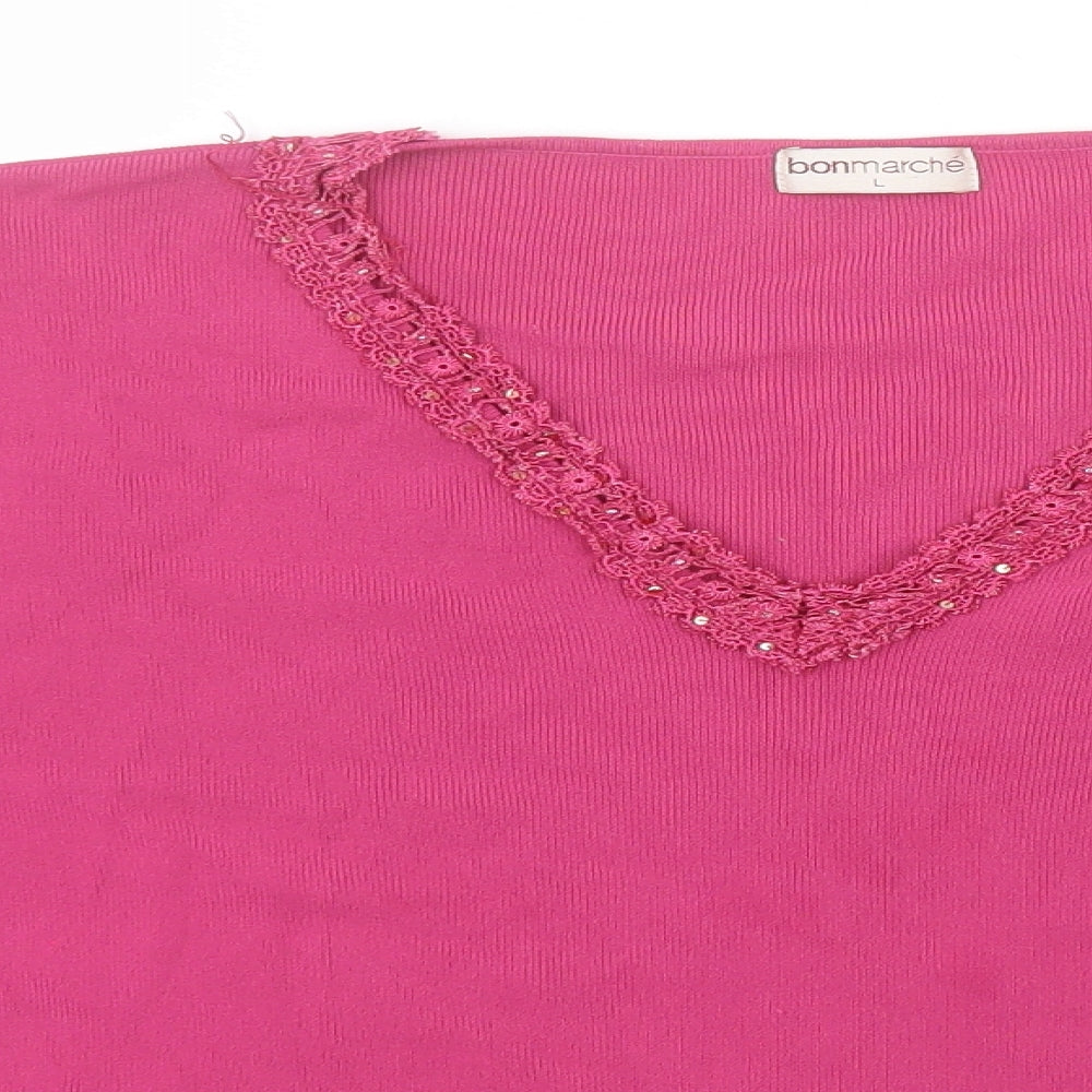 Bonmarché Womens Pink Round Neck  Viscose Pullover Jumper Size L