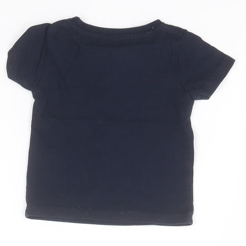 Peacocks Boys Black  Cotton Basic T-Shirt Size 0-3 Months Round Neck  - Cool Little Dino