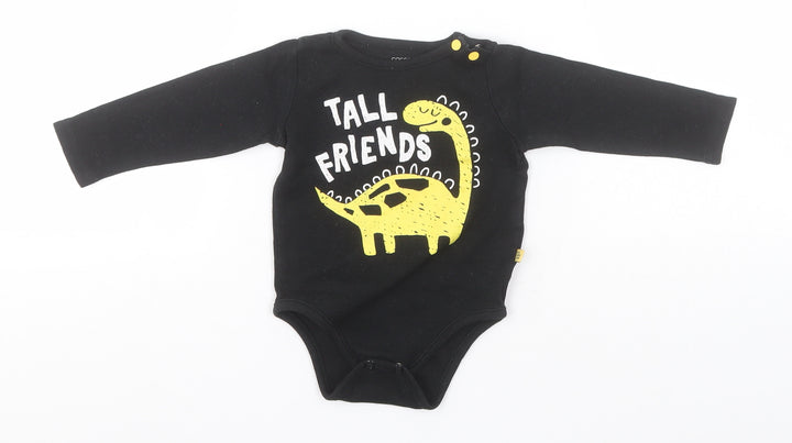 Coccodrillo Baby Black Cotton Leotard One-Piece Size 9-12 Months - Tall Friends, Dinosaurs