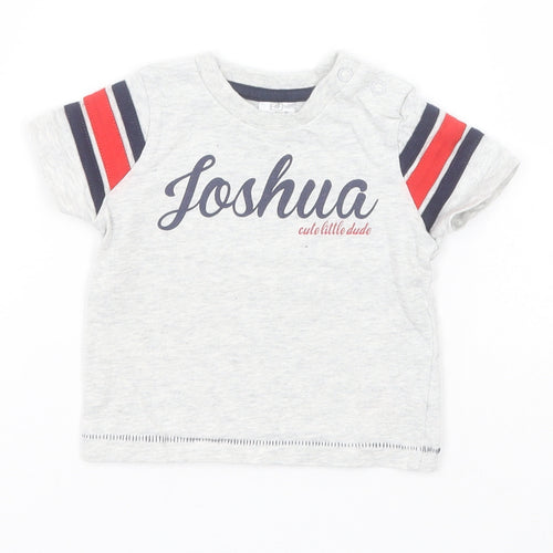 F&F Baby Grey  Cotton Basic T-Shirt Size 0-3 Months Round Neck