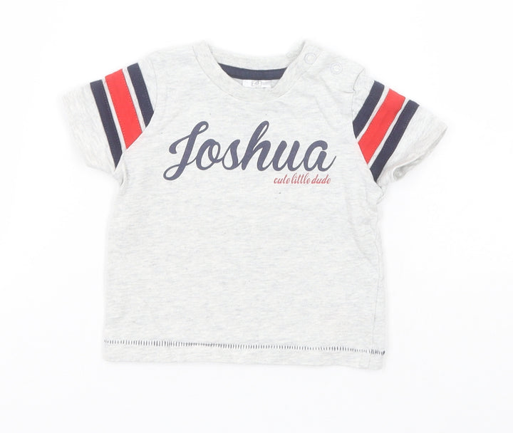 F&F Baby Grey  Cotton Basic T-Shirt Size 0-3 Months Round Neck