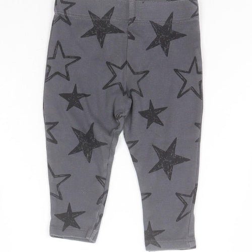F&F Baby Grey Geometric Cotton Sweatpants Leggings Size 6-9 Months   - Stars