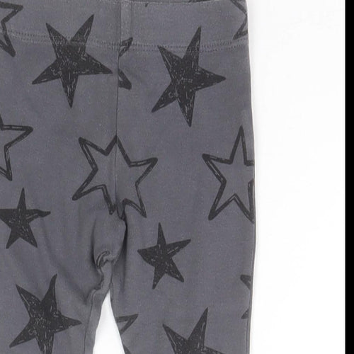 F&F Baby Grey Geometric Cotton Sweatpants Leggings Size 6-9 Months   - Stars