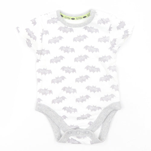 Batman Boys White Geometric Cotton Leotard One-Piece Size 6-9 Months   - Batman