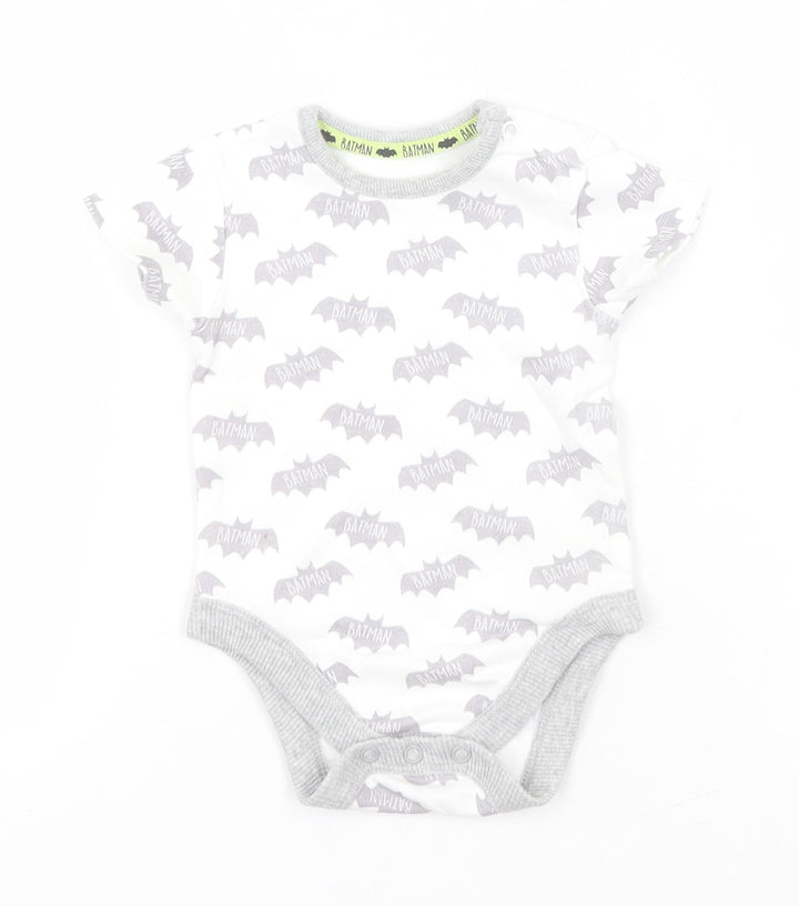 Batman Boys White Geometric Cotton Leotard One-Piece Size 6-9 Months - Batman