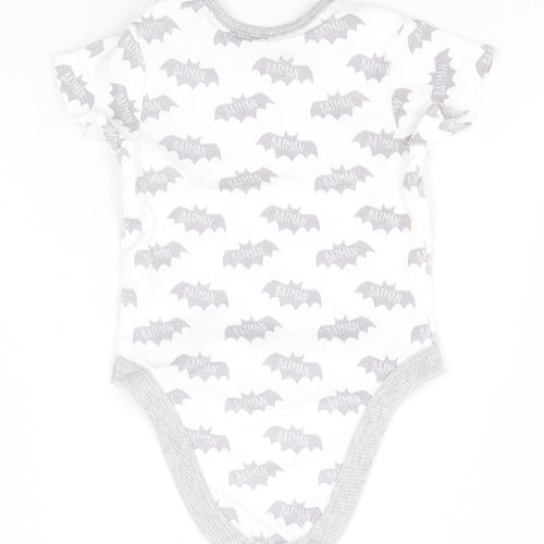 Batman Boys White Geometric Cotton Leotard One-Piece Size 6-9 Months   - Batman