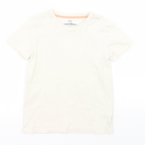 Marks and Spencer Boys Green  Cotton Basic T-Shirt Size 6-7 Years Round Neck