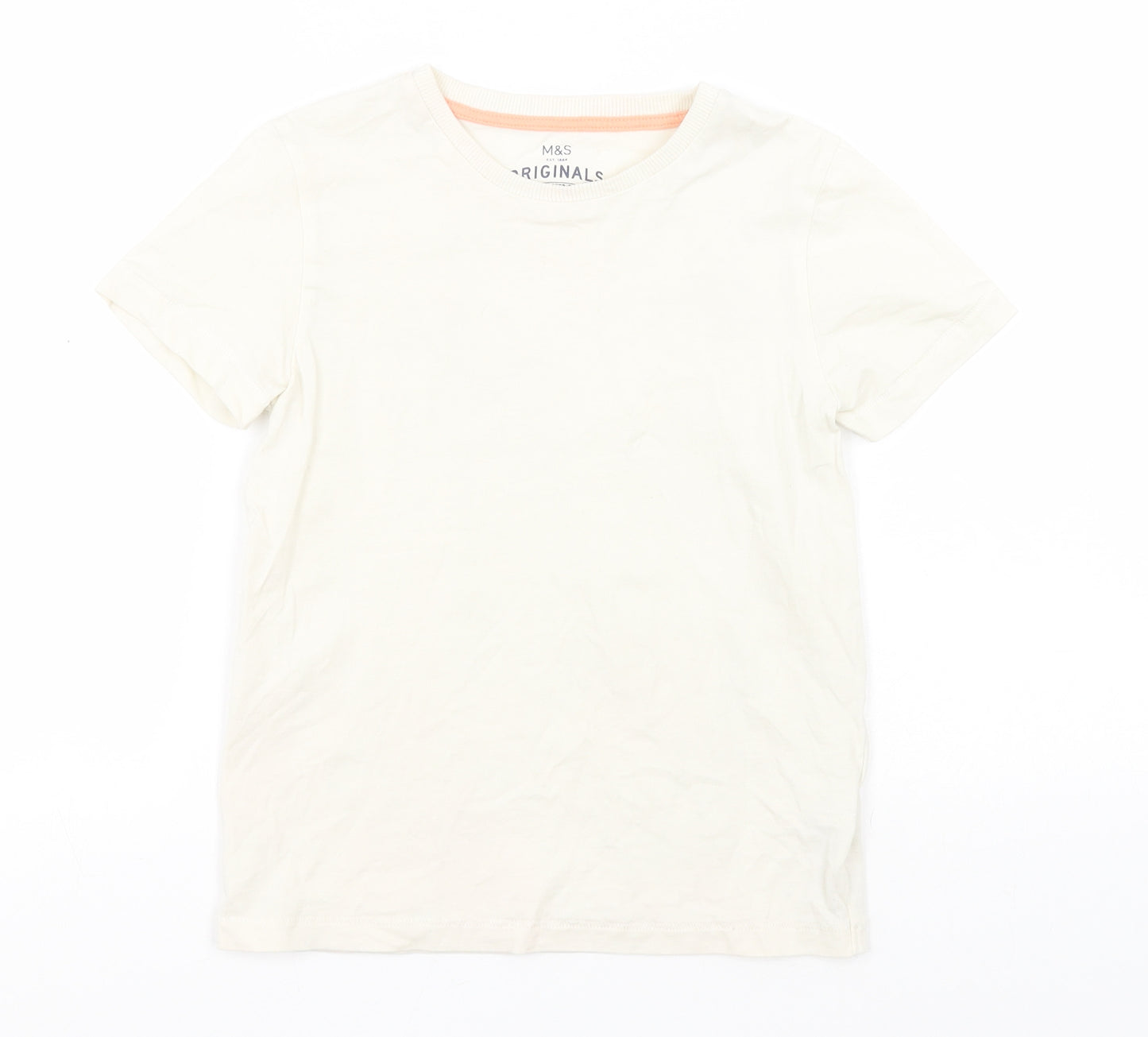 Marks and Spencer Boys Green  Cotton Basic T-Shirt Size 6-7 Years Round Neck