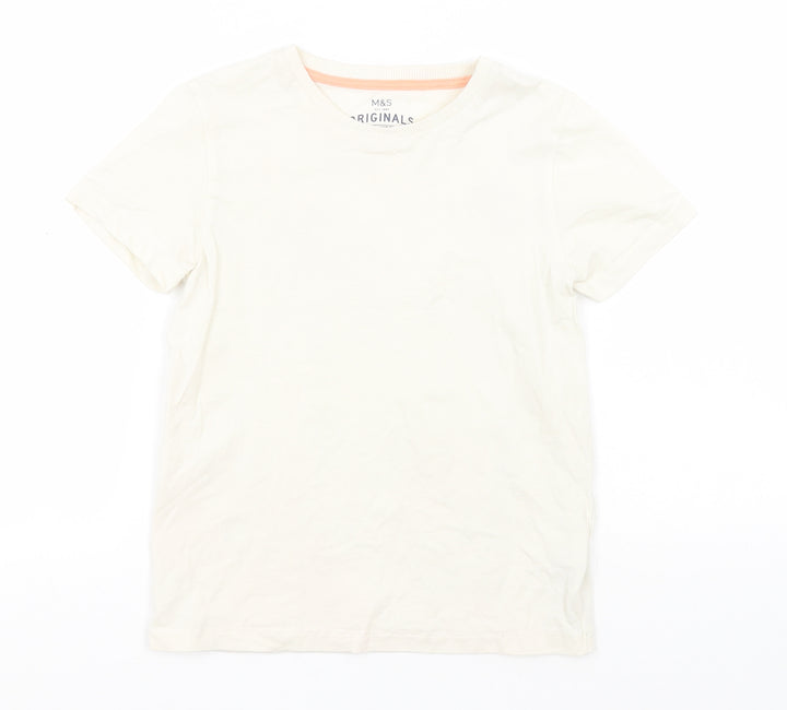 Marks and Spencer Boys Green  Cotton Basic T-Shirt Size 6-7 Years Round Neck
