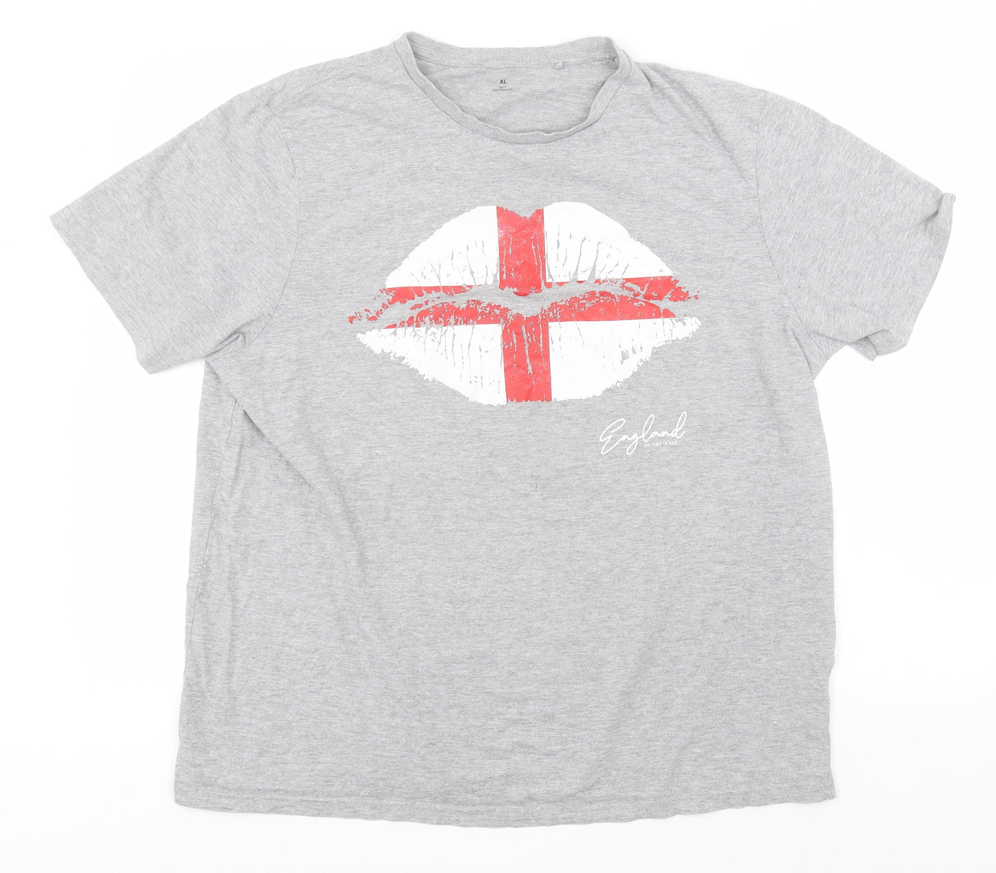 Preworn Womens Grey  Cotton Basic T-Shirt Size XL Round Neck - England
