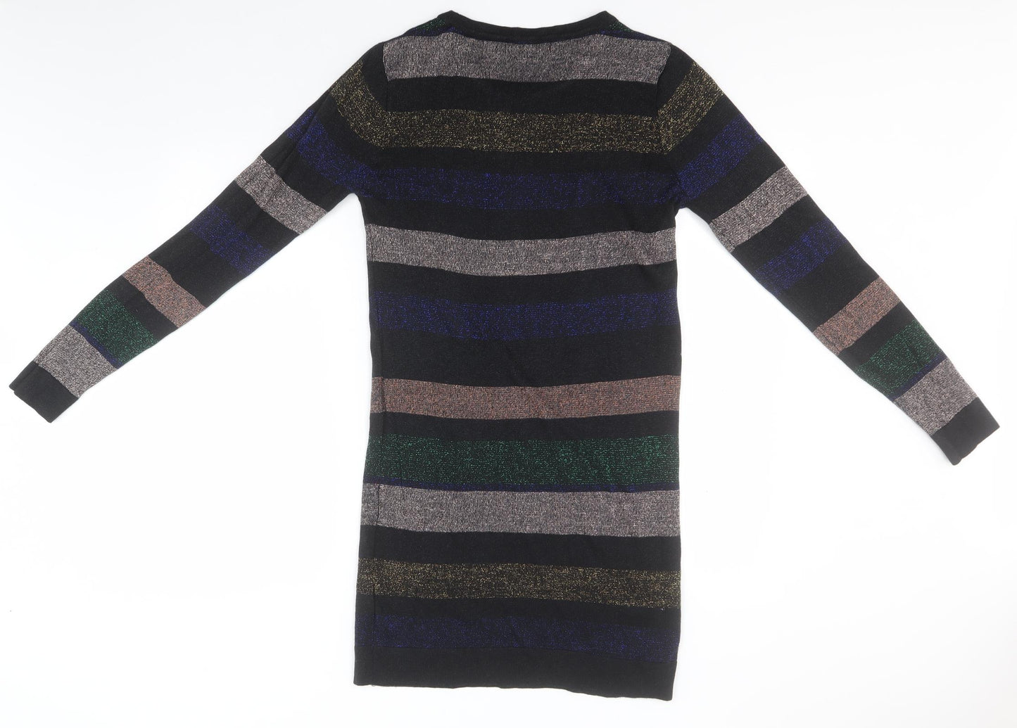 Atmosphere Womens Black Striped Acrylic Pencil Dress  Size 12  Round Neck