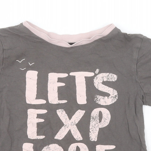 George Boys Grey  Cotton Basic T-Shirt Size 7-8 Years Round Neck  - Let's Explore