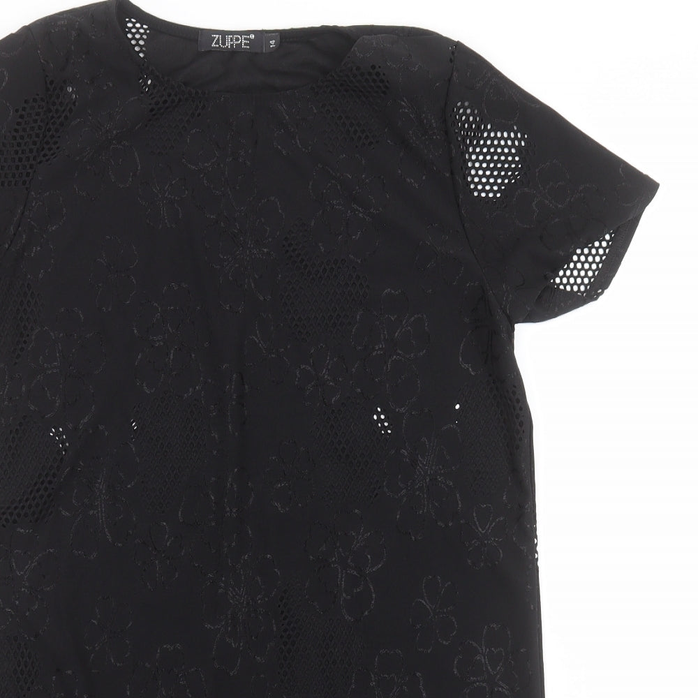 Zuppe Womens Black   Basic T-Shirt Size 14 Round Neck