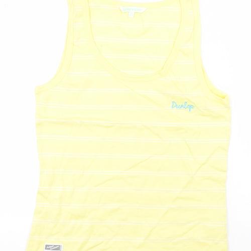 Dunlop Womens Yellow Striped Cotton Basic Tank Size 12 Round Neck
