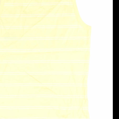 Dunlop Womens Yellow Striped Cotton Basic Tank Size 12 Round Neck