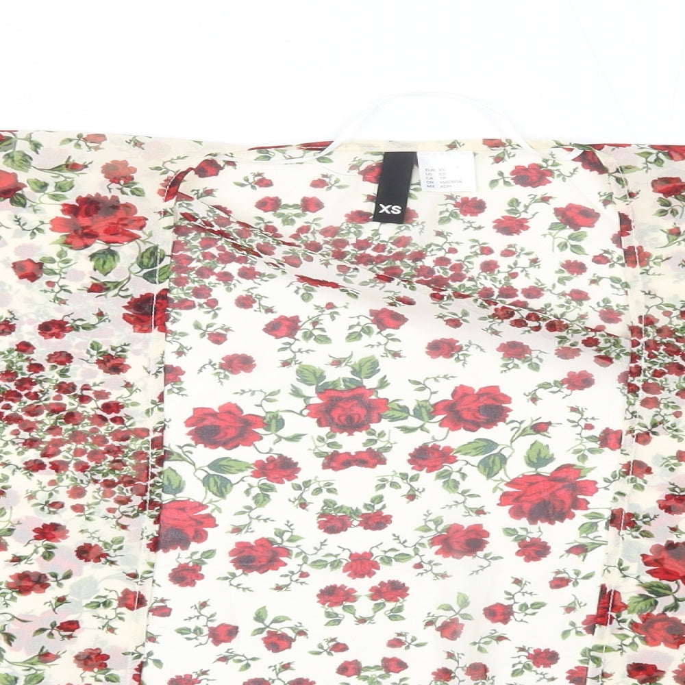 H&M Womens Multicoloured V-Neck Floral Polyester Cardigan Jumper Size XS