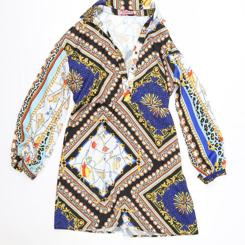 101 Idees Womens Multicoloured  Polyester Shirt Dress  Size S  Collared
