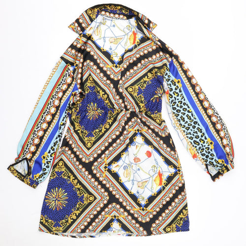101 Idees Womens Multicoloured  Polyester Shirt Dress  Size S  Collared