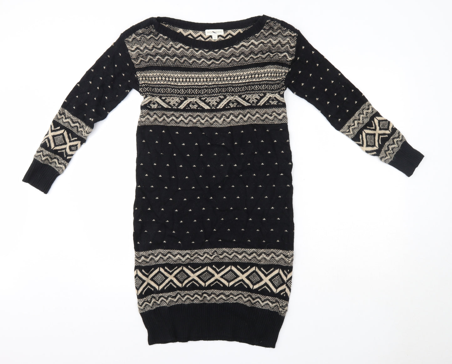 Monsoon Womens Multicoloured  Cotton Jumper Dress  Size S  Round Neck