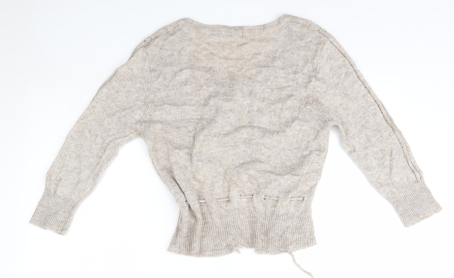 Primark Womens Beige Round Neck  Acrylic Cardigan Jumper Size 14