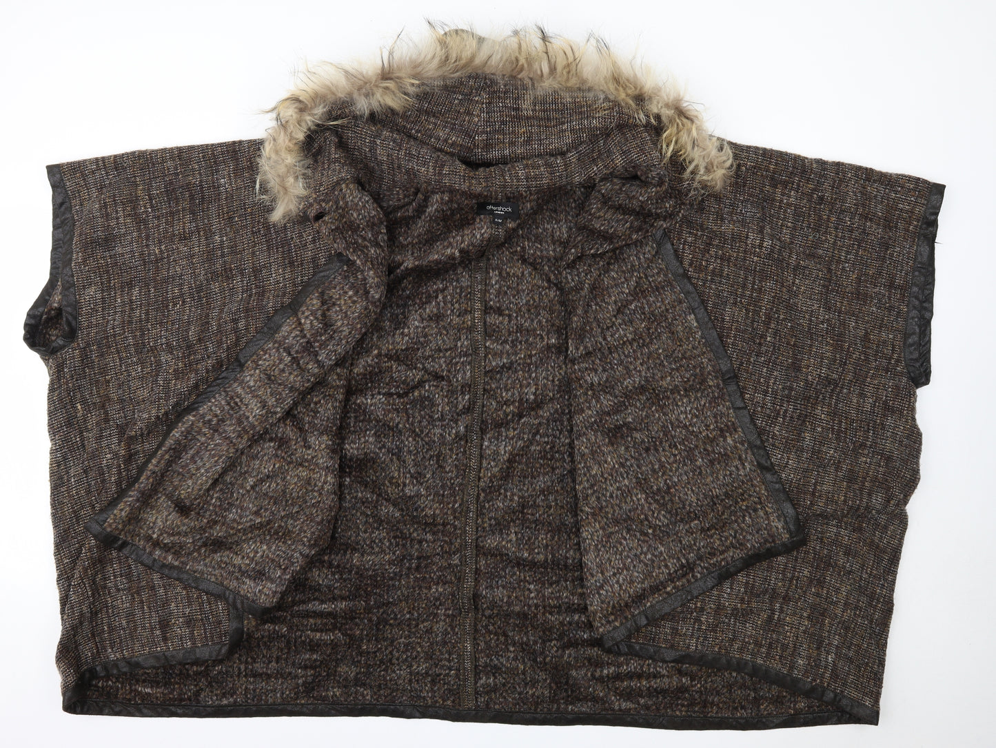 Aftershock Womens Brown V-Neck  Acrylic Cardigan Jumper Size S